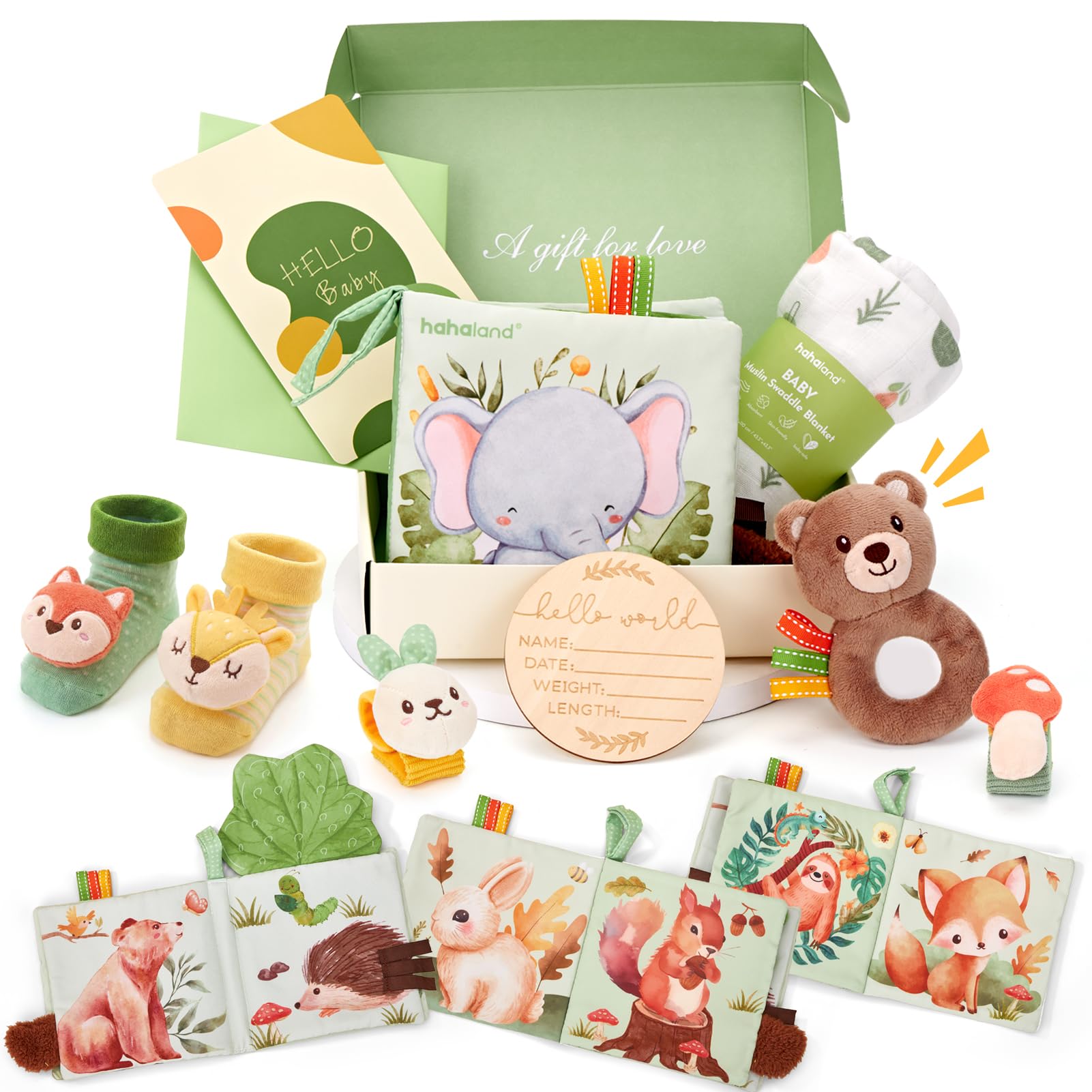 hahaland Regalo Nascita Bimba Bimbo 9 in 1 Set Neonato Regalo Nascita