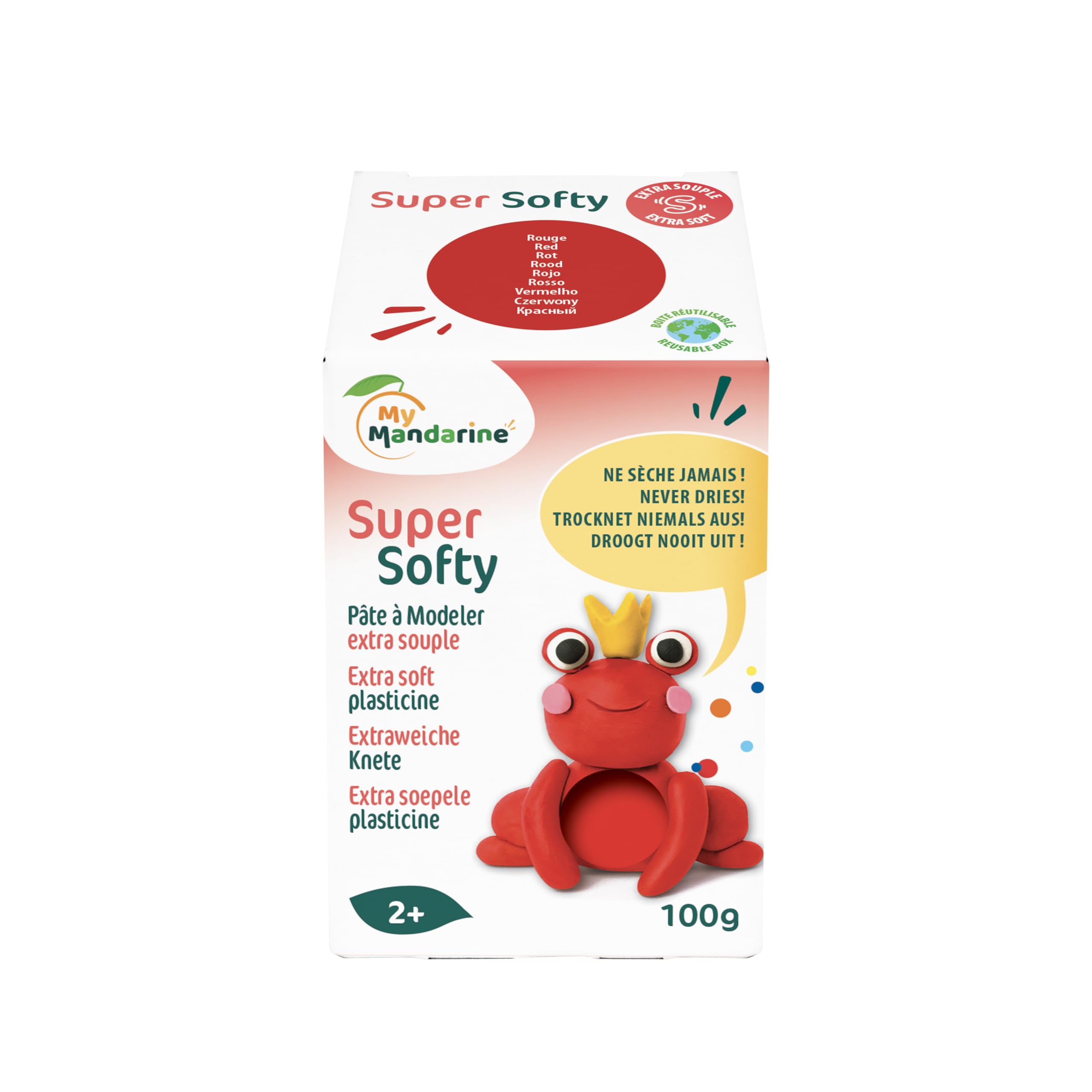 AVENUE MANDARINE SO0880100400C - A 100 G Box of Softy Modelling Clay - from 2 Years Old - RED Colour - Very Soft Dough - Children's Creative Leisure Activity