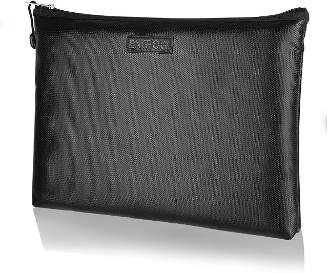 Document Bag Fireproof Safe File Folder Silicone Coated Fire Water Dust Resistant Zipper Organizer Bag for B5/A4 Size File,Contract,Money,Bills,ipad,Smart Phone,Jewelry,Passport 13.5"×9.8"×1.4"