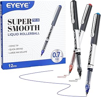 EYEYE Liquid Ink Rollerball Pens 0.7mm, Medium Point Roller Ball Pen 12 Pack 3 Colors Quick Dry, Ink Pens Fine Point Smooth Writing Pen for Journaling, Note Taking, Office, School Supplies