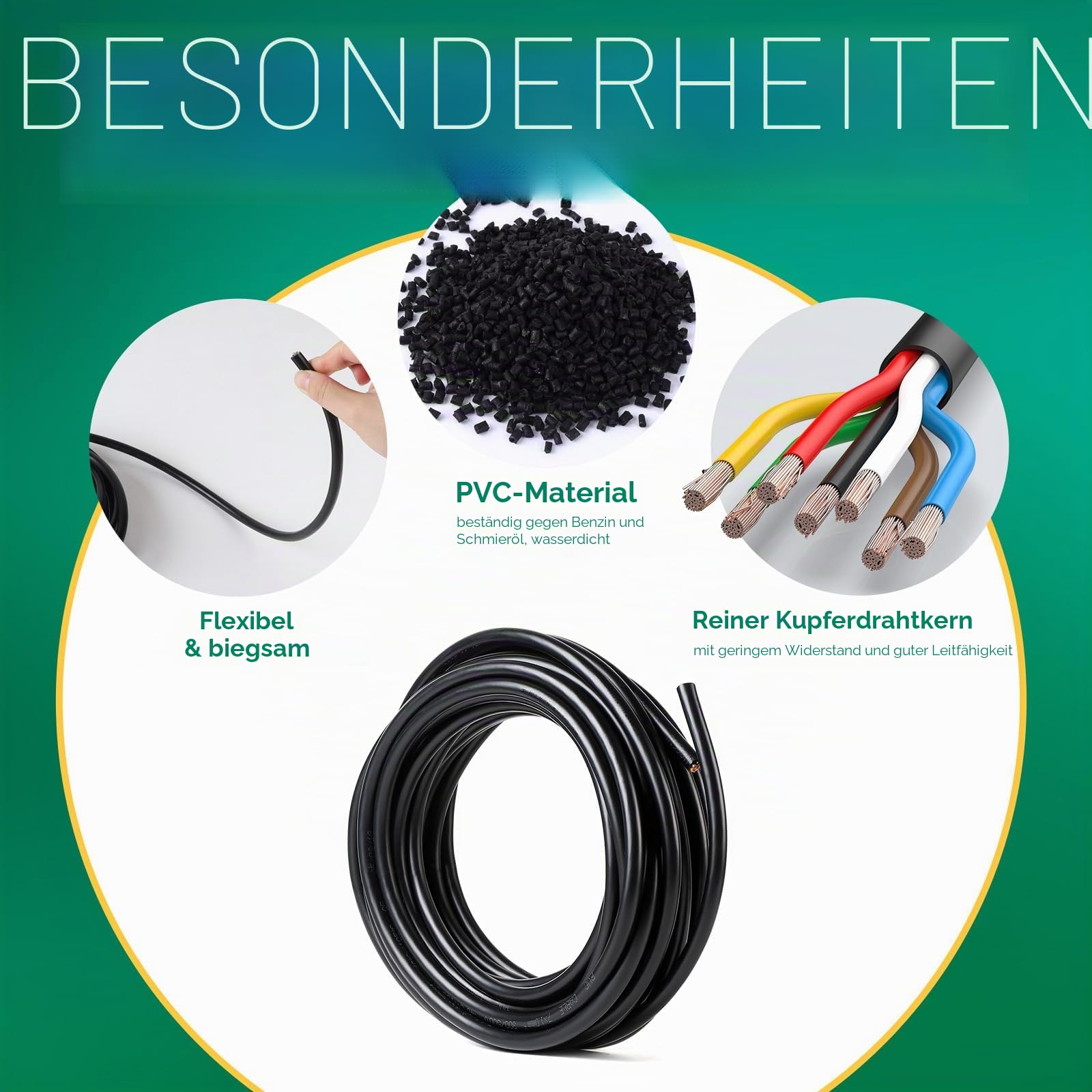SWAWIS 10m 7 Polig Kabel für Anhänger Fahrzeugkabel 1mm², Kupferkern, Flexible 7 Adrig Anhängerkabel Fahrzeugleitung Rundkabel für LKW KFZ RV Verschiedene Anwendungen