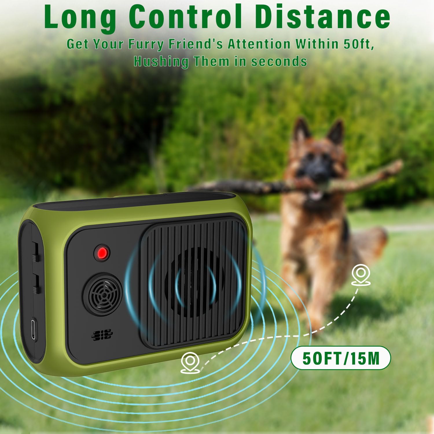 Dispositivo antiladridos para Perros, Recargable para Perros pequeños, medianos y Grandes, Dispositivo antiladridos ultrasónicos, 2 Modos Ajustables, Dispositivo antiladridos automático