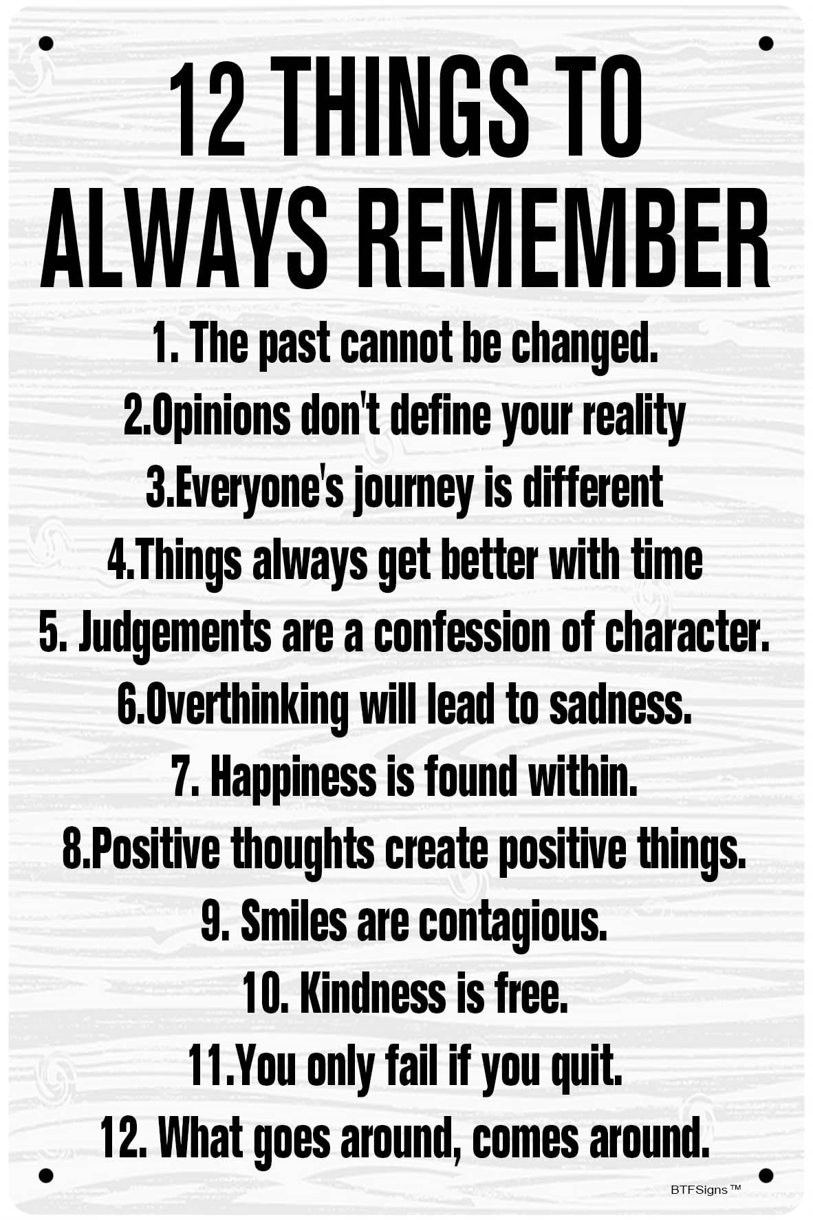 Motivate Sign 12 Things To Always Remember Sign Inspirational And Uplifting Wall Art Decoration 8x12 Inch