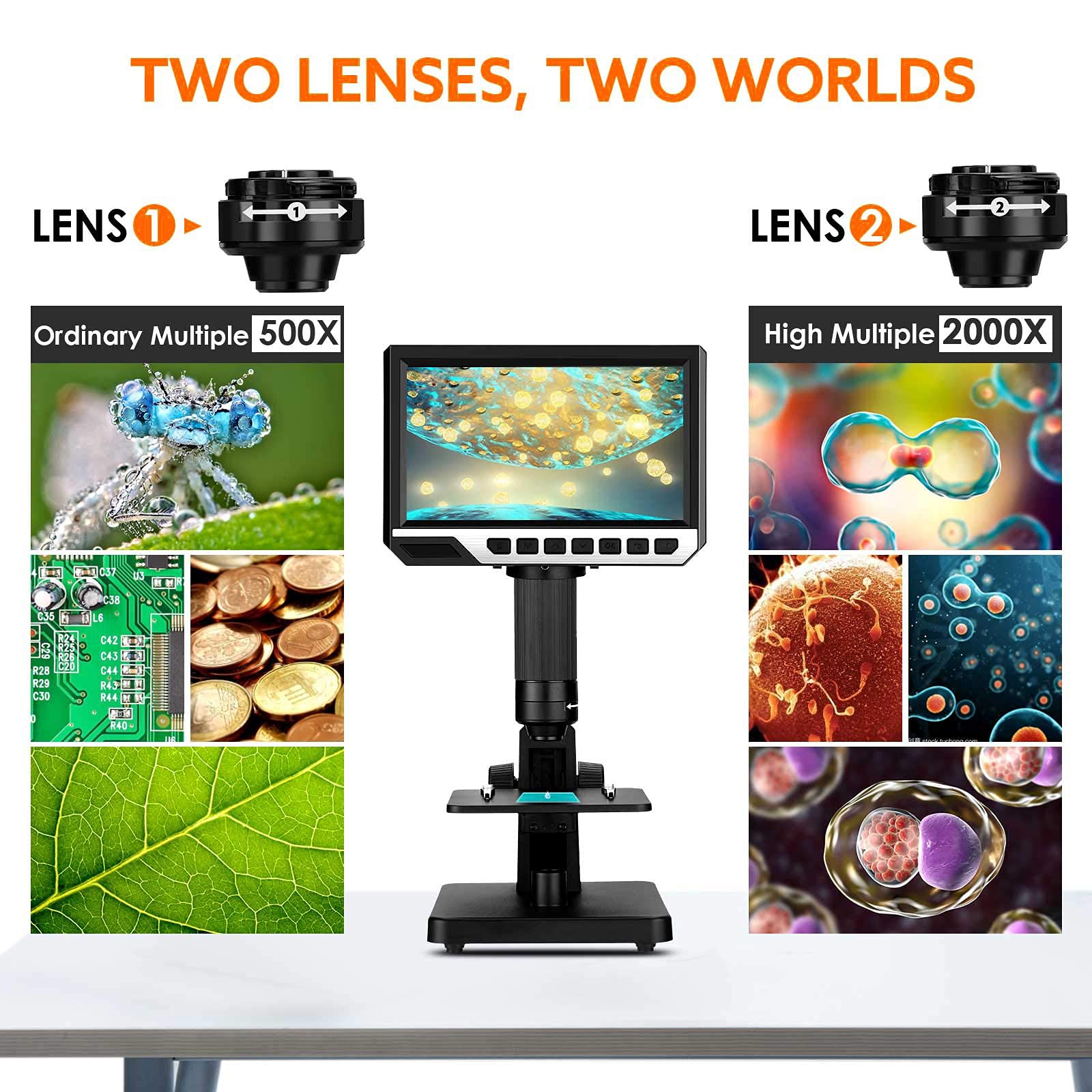 Elikliv EDM11 LCD Digital Microscope, 2000X Biological Microscope with