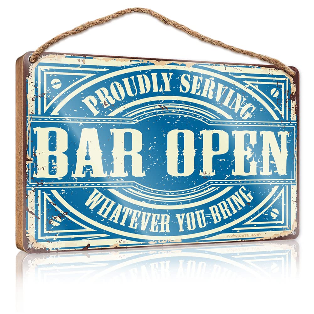 YYHLEH Hanging Wooden Sign Diy Bar Open Wooden Sign(20X30CM)