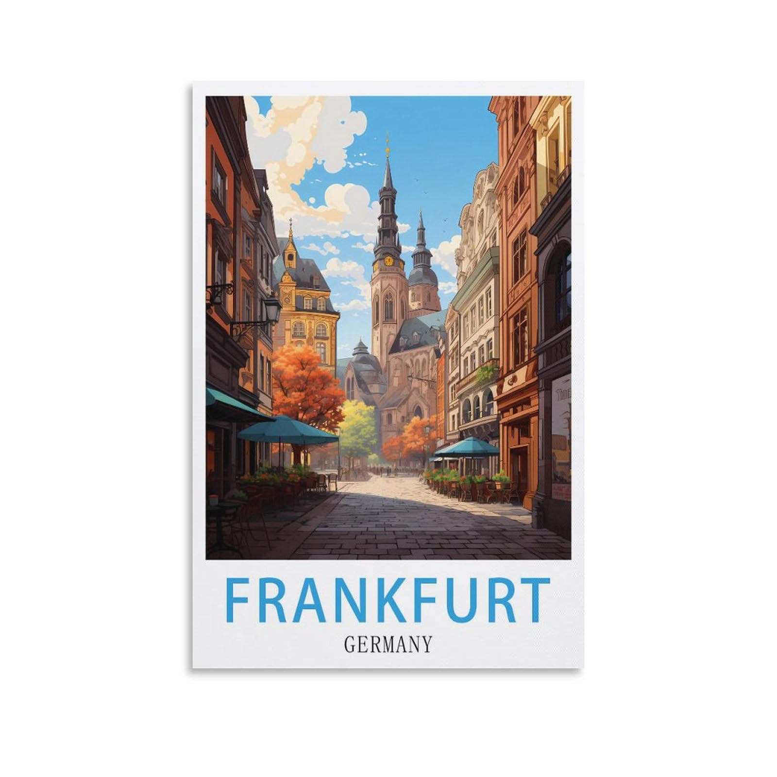 Nprzm A301 Vintage Metal Tin Signs Frankfurt Germany Wall Poster Retro Tin Sign Metal Plaque For Bar Wall Decor Home Living Room Wall Art Decor 20X30cm