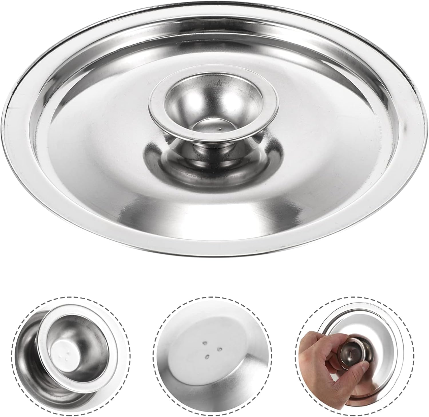Español Tapa Universal De Acero Inoxidable, Tapa Universal De 14/16/18/20/24 Cm, Tapas De Repuesto para Ollas Y Sartenes, Tapa De Acero Inoxidable para Cacerola Y Sartén, Silver, 24cm