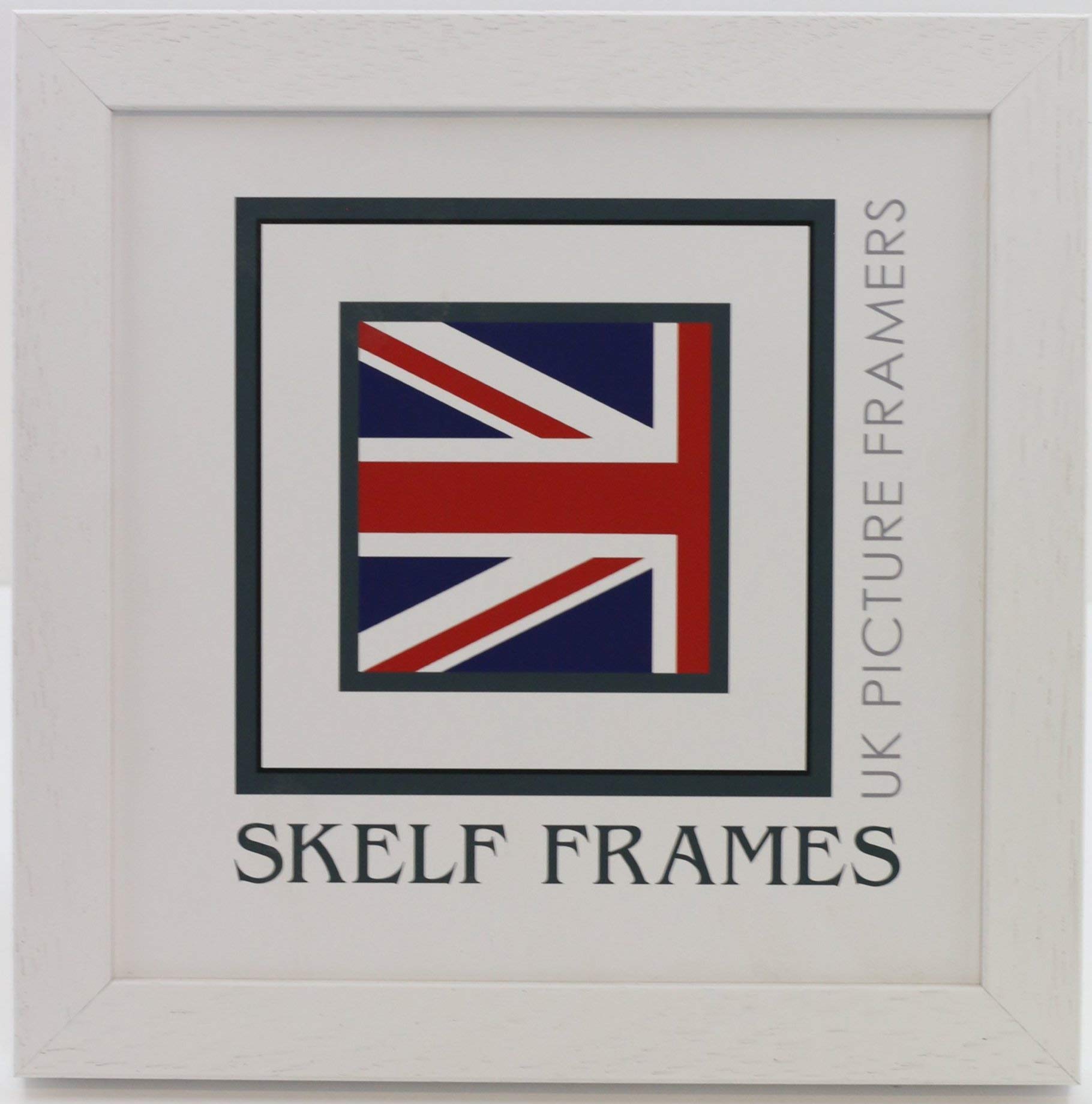 Skelf Frames White 18 X 18 Inches Square Picture Photo Frame In Phoenix Solid Wood With Styrene Hand Made In Yorkshire (Multiple Sizes)