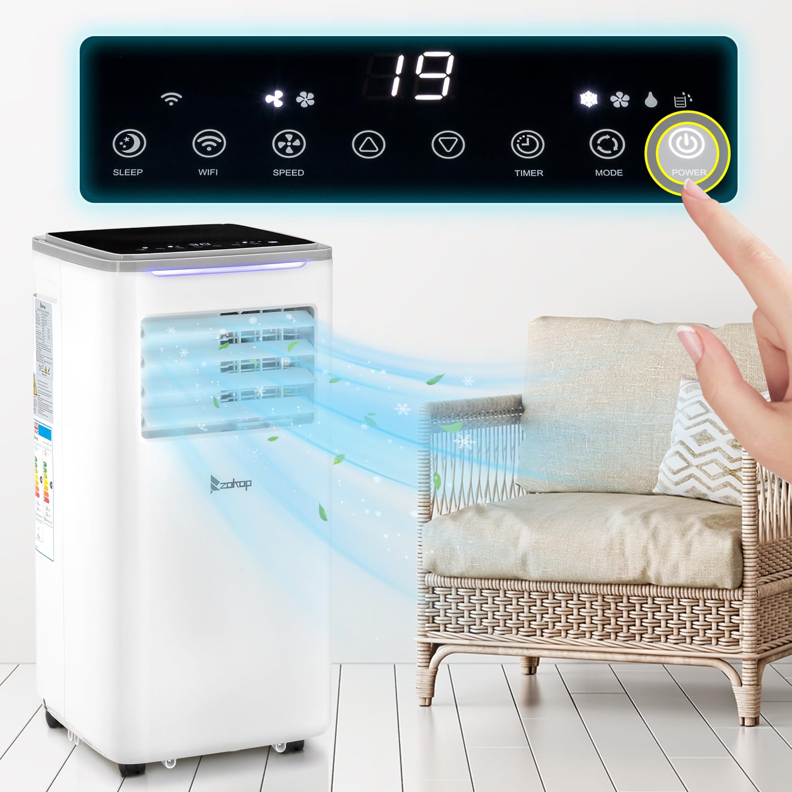 LEADZM Mobile Klimagerät 10000BTU 1120W bis 32㎡ Abluftschlauch | Kompakte mobile Klimaanlage für Wohnzimmer Büros