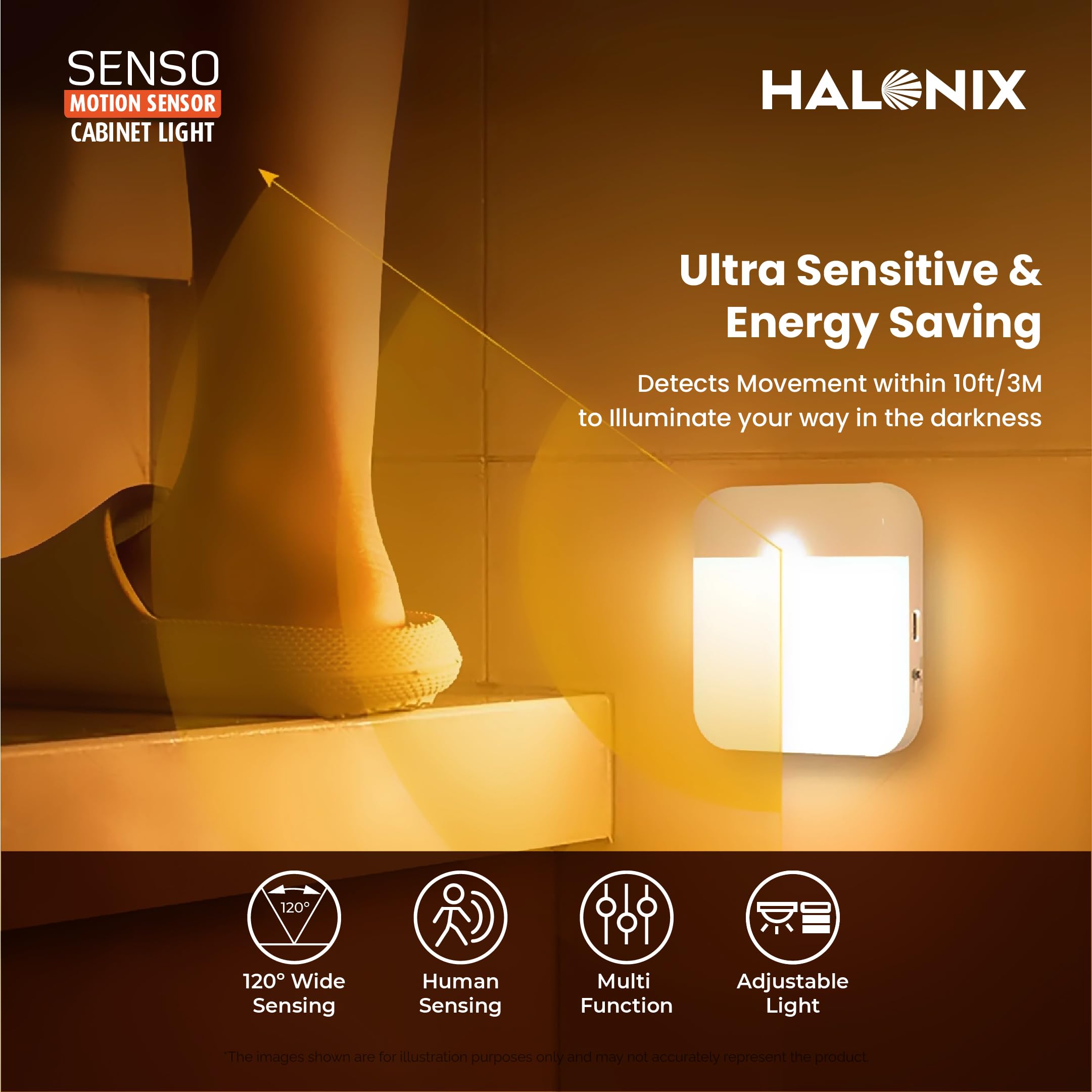 Halonix Motion Sensor Cabinet Light - Rechargeable & Dimmable -5