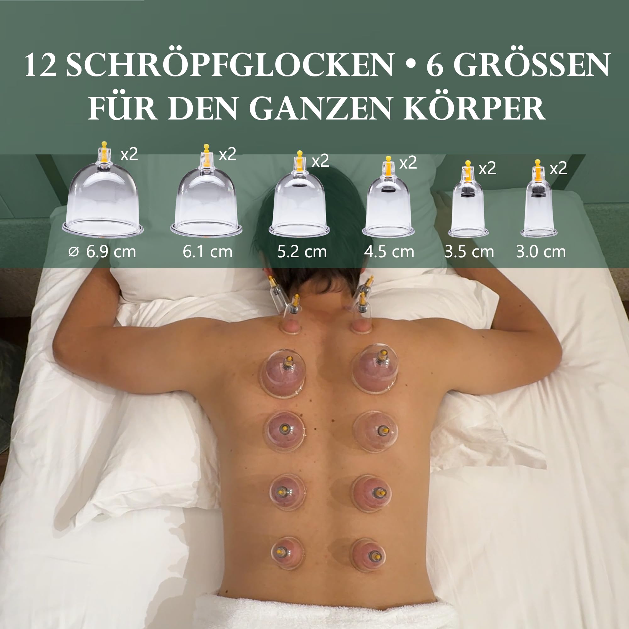 Uplife Schröpfgläser mit Vakuumpumpe - Schröpfset mit Gläsern für Schröpfen & Cupping Therapie - Schröpfgerät & Massage Set Physiotherapie Zubehör - Cupping Set (12 stück)