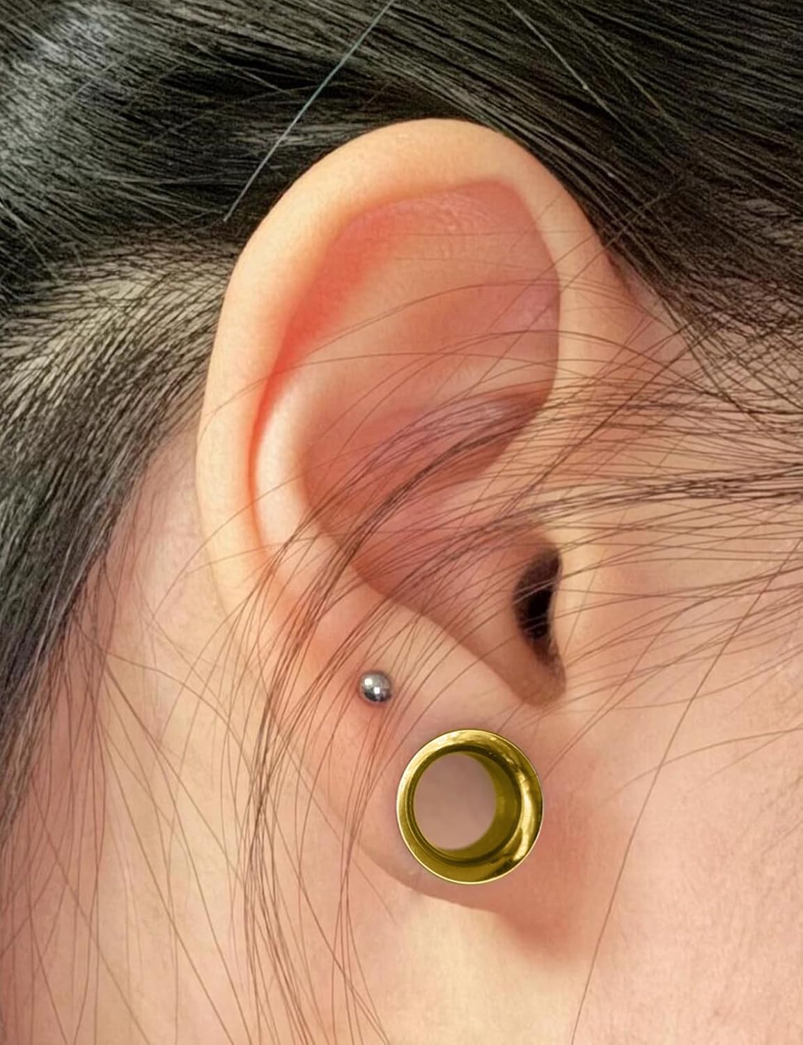 Ocptiy 10G-00G Astm F136 Titanium Gauges Stretching Kit Screw Fit Single Flared Ear Gauges Tunnels Taper Plugs Kit Expander Stretcher Piercing Jewelry for Women Men Silver Gold
