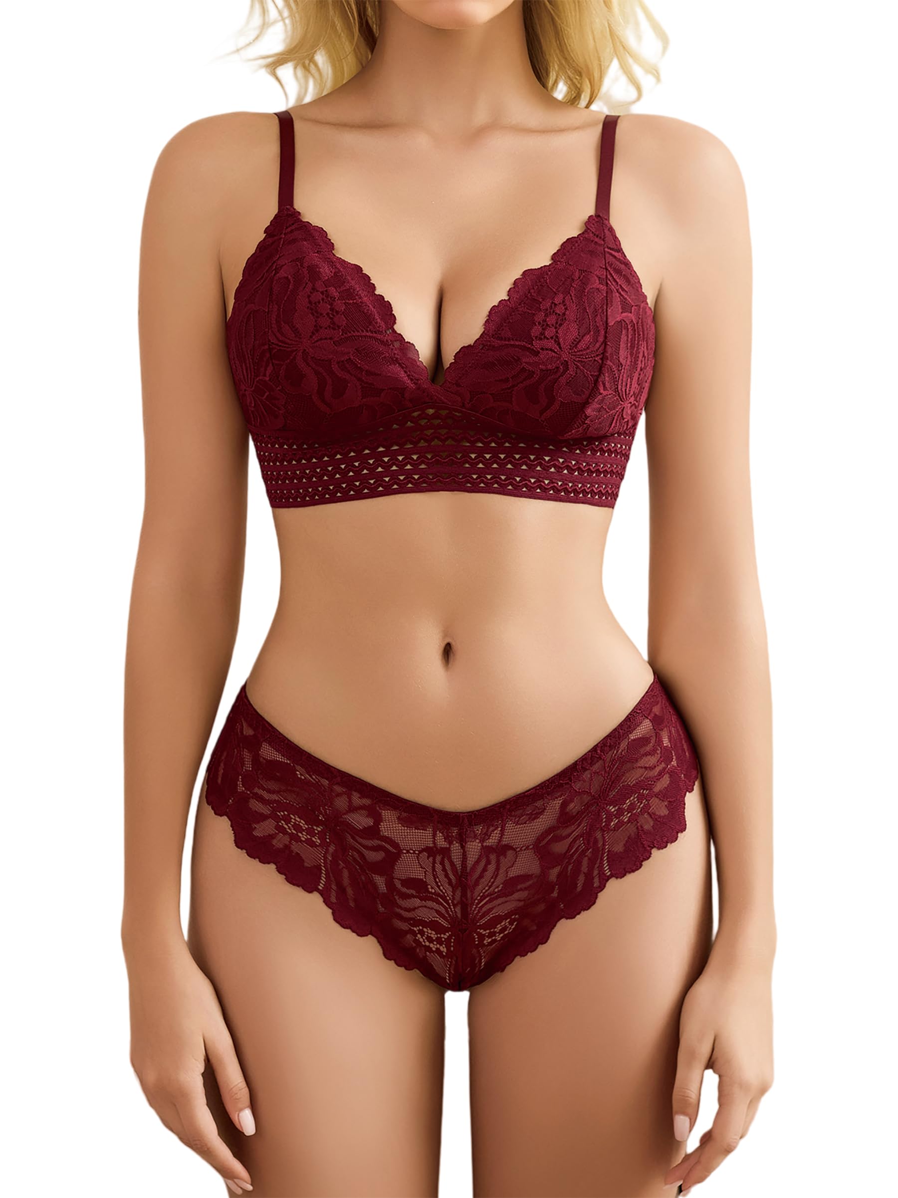 Avidlove Lingerie Set for Women Sexy Lace Bra and Panty Sets 2 Piece Lace Bralette Set