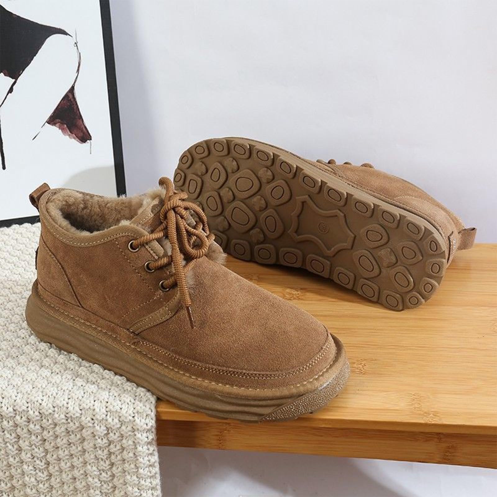 Générique Botte Fourrée Femme Impermeable Fourrées Chaude Bottines Confortables Antidérapante Mollet Large Chaussures Chaude Résistant À L’humidité Fermeture Éclair Bottes Pour Sorties Décontractées