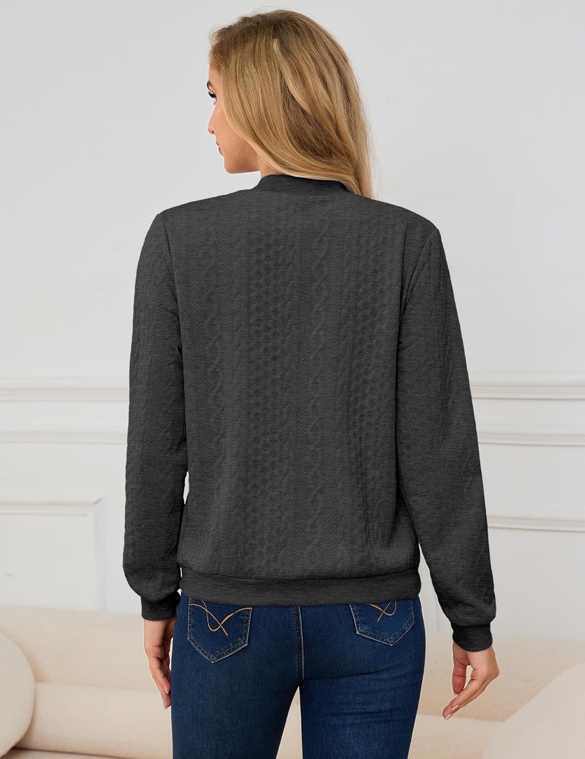 Womens Full Zip Up Cardigan Sweater Casual Solid Long Sleeve Sweatshirt Coat with Pocket Womens Full Zip Up Cardigan Sweater Casual Solid Long Sleeve Sweatshirt Coat with Pocket