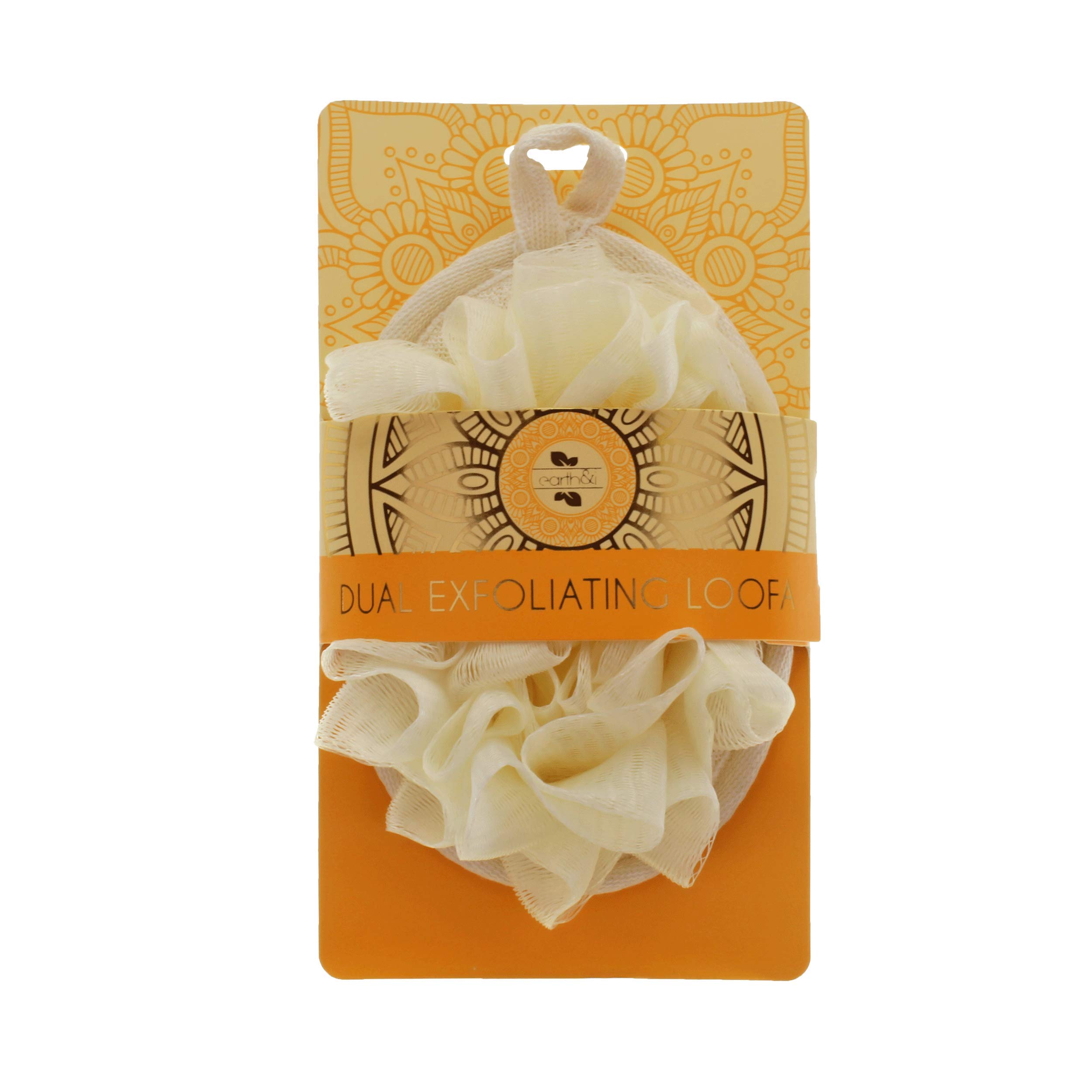 Earth & I - Dual Side Exfoliating Loofah for Fast and Effective Deep Cleaning, Loofah Body Scrubbers, Face Exfoliator Pad, Wash Sponge for Showering,