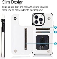 Vista 3 de Funda tipo cartera compatible con iPhone 13 Pro de 6.1 pulgadas con tarjetero, de piel sintética, con función atril, ranuras para tarjetas, doble