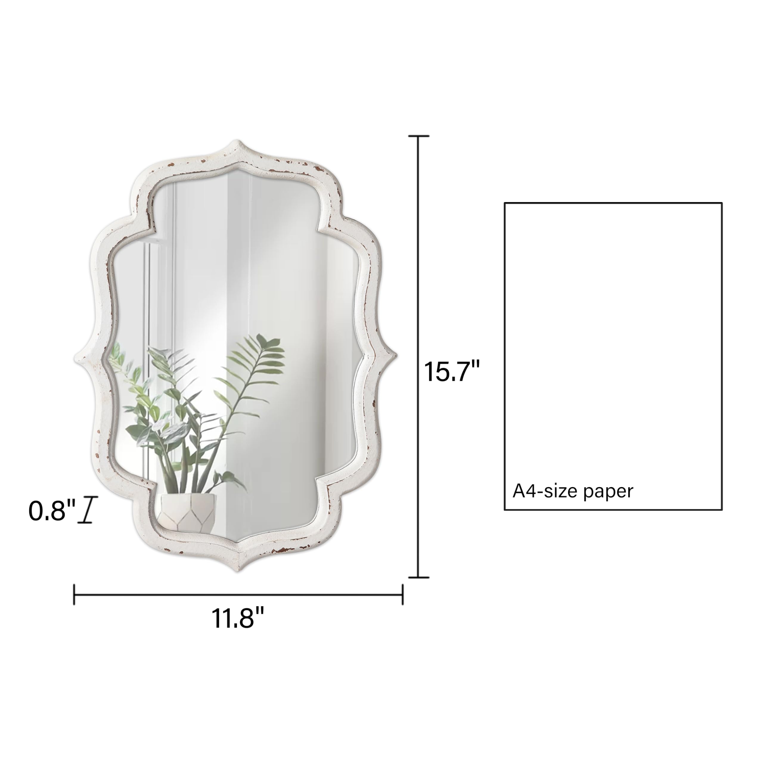 Shabby Chic Espejos Decorativos de Pared 30 x 40 cm, Rústico Espejo Pequeño con Marco de Madera, Espejo Ovalado para Salón, Dormitorio, Baño, Pasillo