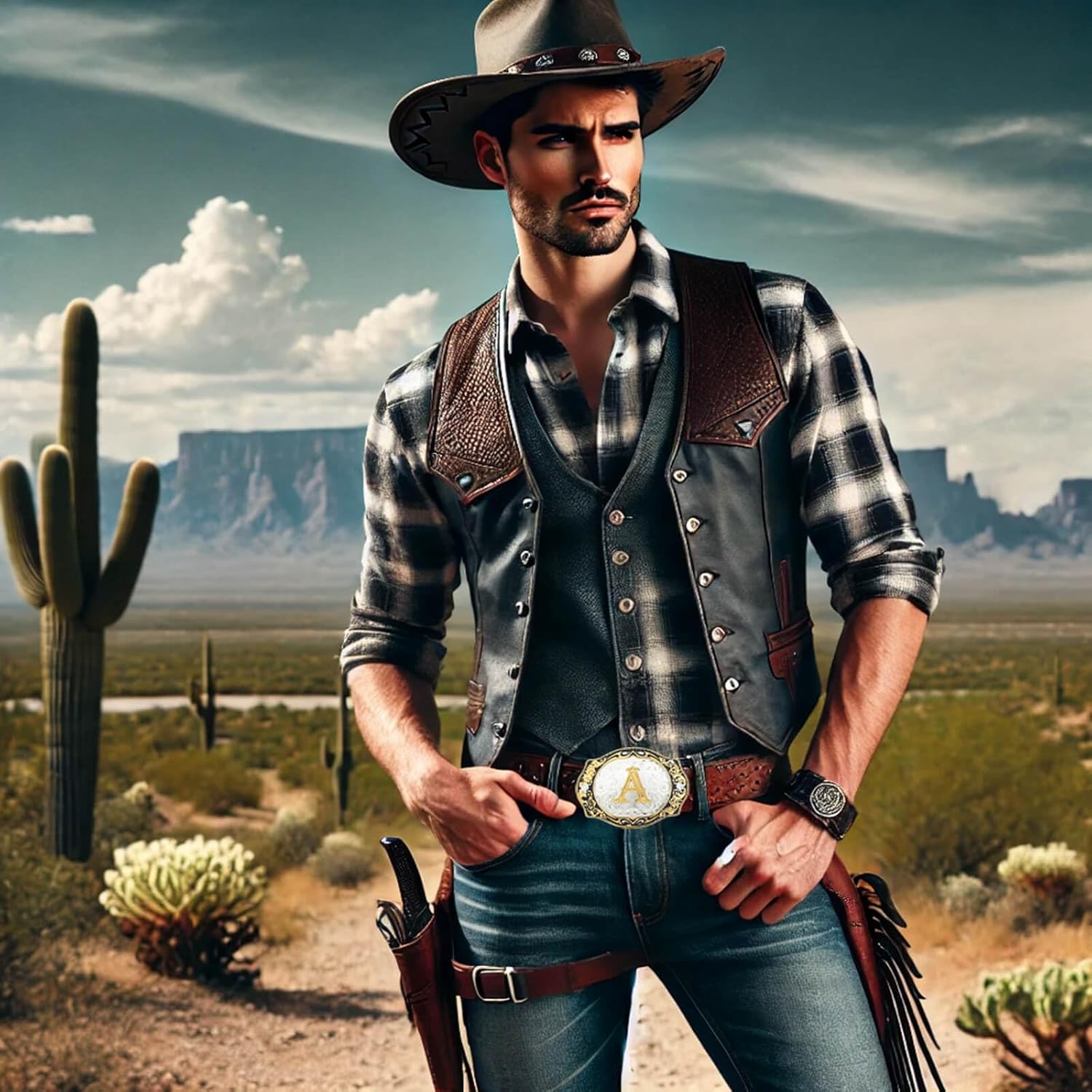 Western Belt Buckle for Men Vintage Cowboy Rodeo Small Initial Letter ABCDMRJ to Z Belt Buckles for Women - Image 9