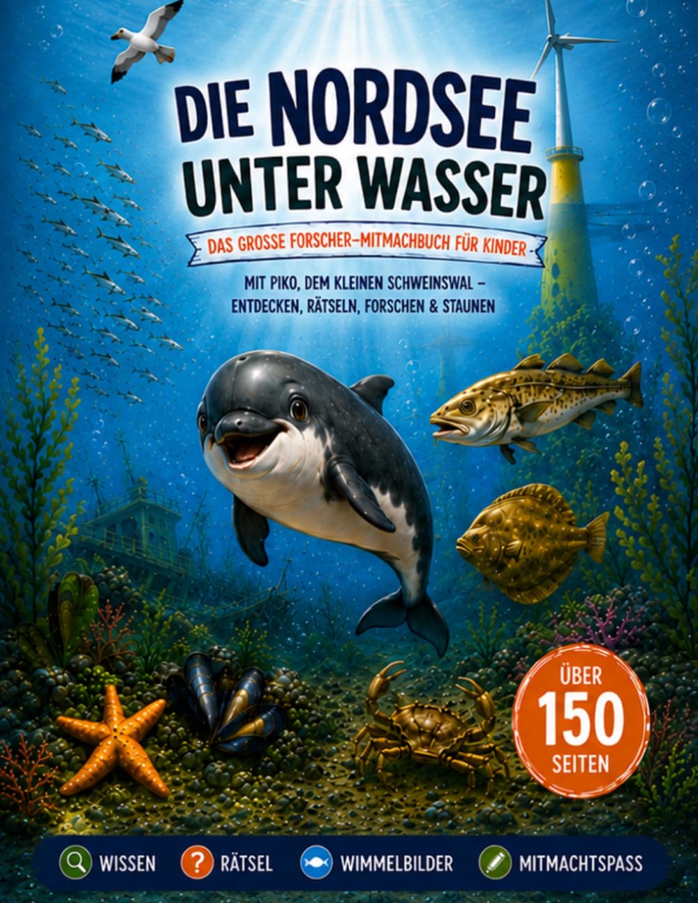 Die Nordsee unter Wasser: Das große Forscher-Mitmachbuch für Kinder: Mit Piko, dem kleinen Schweinswal – Entdecken, Rätseln, Forschen & Staunen (Küstenkinder)