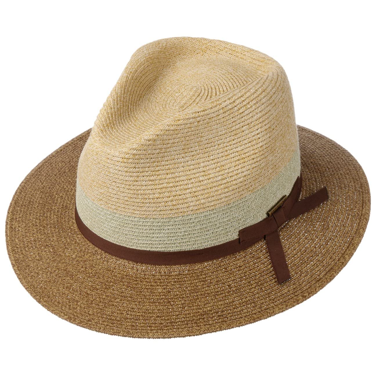 Stetson Chapeau en Paille Contrast Brim Toyo Femme/Homme - pour Le Jardin de Soleil Plage avec Doublure Été Printemps-été
