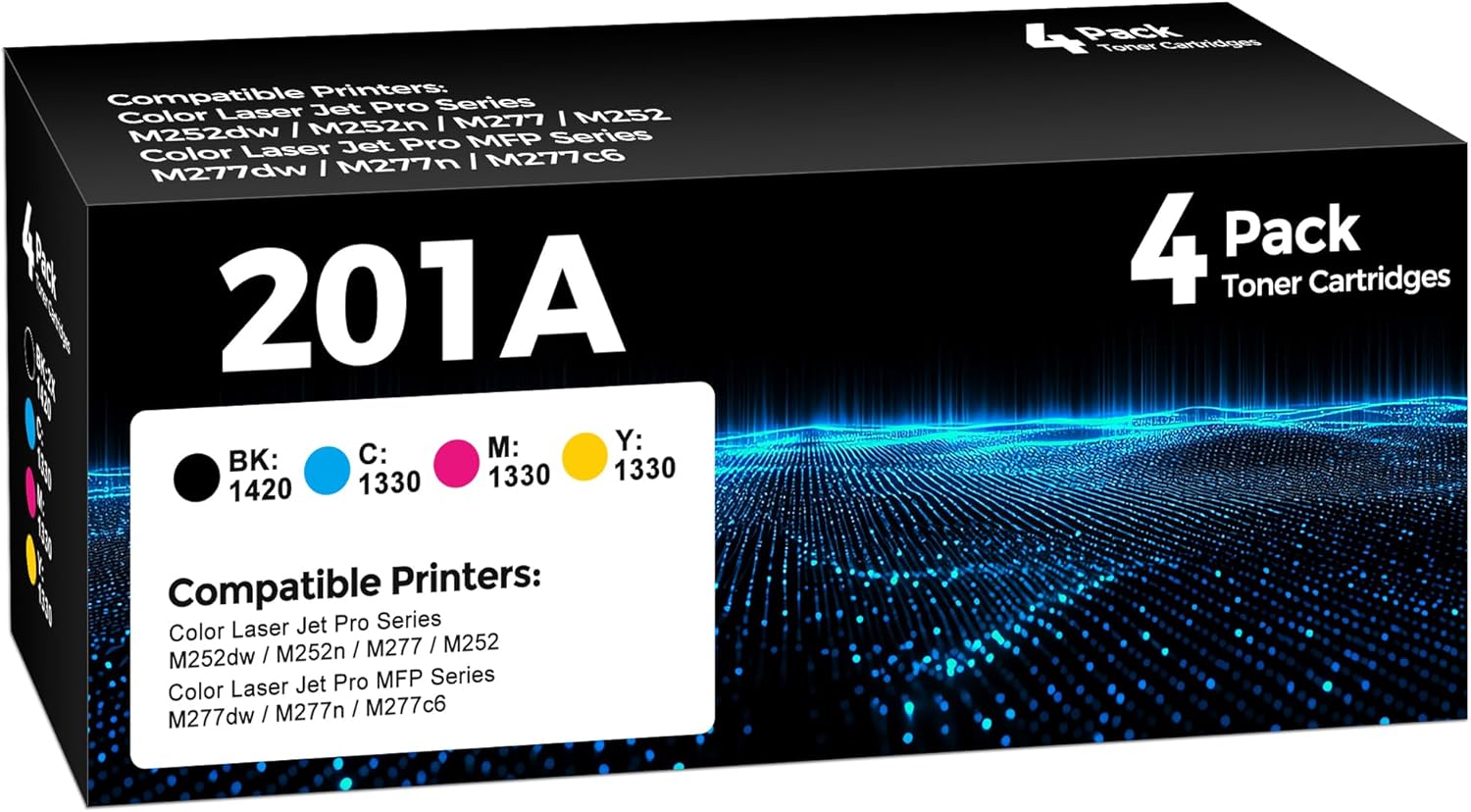 201A Toner Cartridges 4 Pack Compatible for HP 201A 201X HP201A CF400A CF401A CF402A CF403A High Yield Toner Use for Laser jet Pro MFP M277dw M252dw M277n M277c6 M252n M277 Printer (4 Pack, BK/C/M/Y)