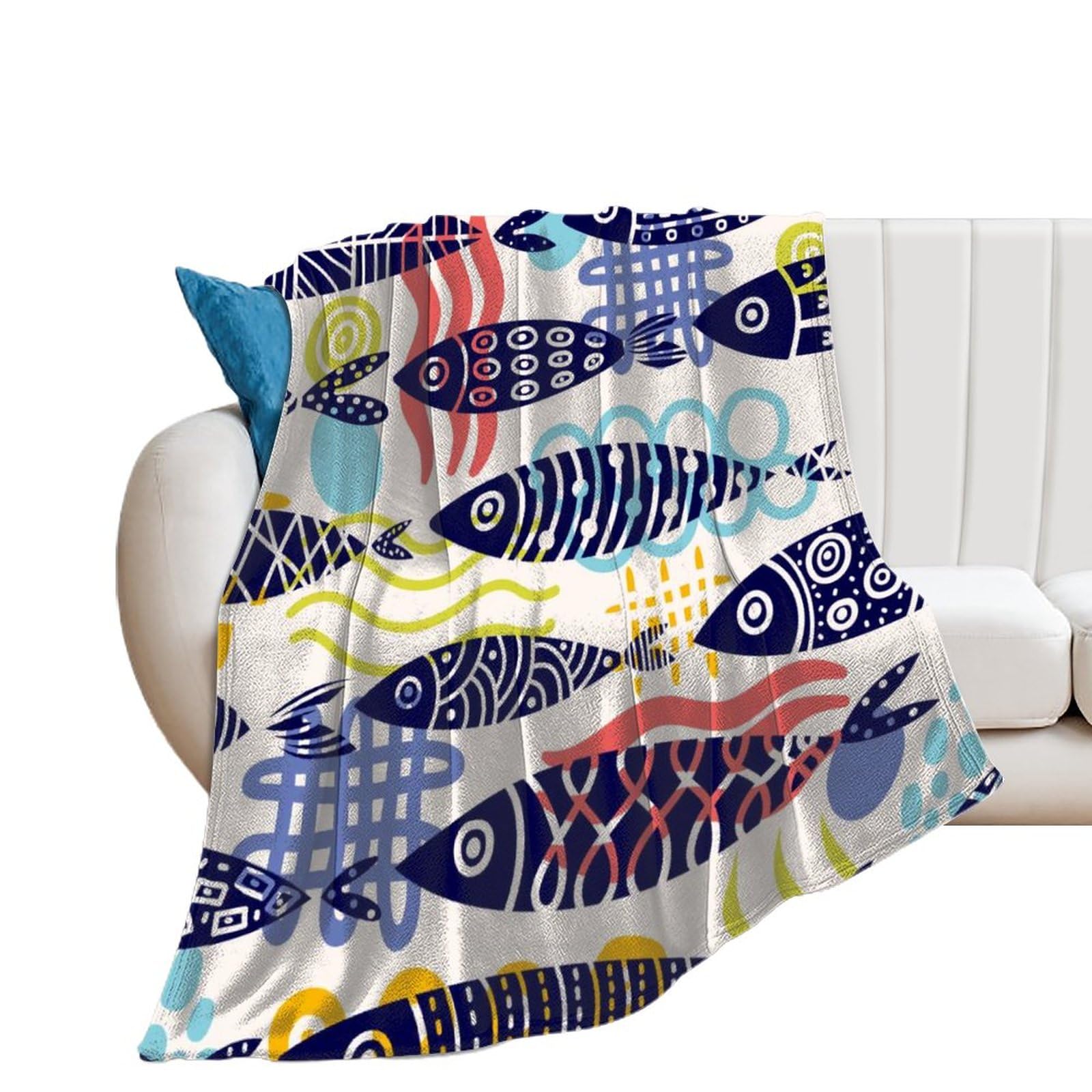 Couverture polaire poisson en flanelle premium au toucher velours délicat