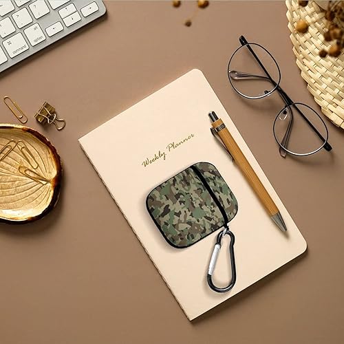 Miniatura 7 de Funda protectora de silicona compatible con AirPods 2 y 1 (camuflaje militar de camuflaje frío)