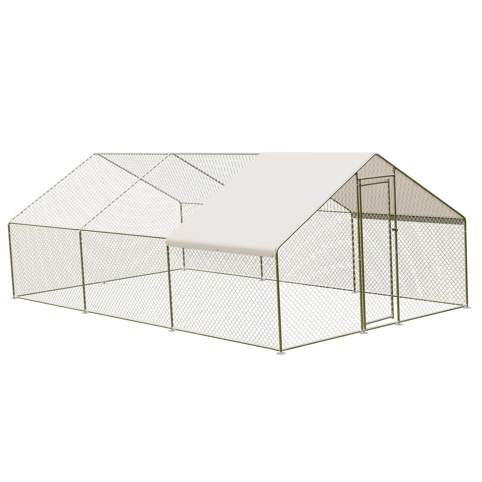 Garvee - Gran recinto para aves de corral de metal para granja y jardín, techo impermeable y protección contra rayos UV, seguridad óptima para gallinas, patos, conejos y animales pequeños, montaje