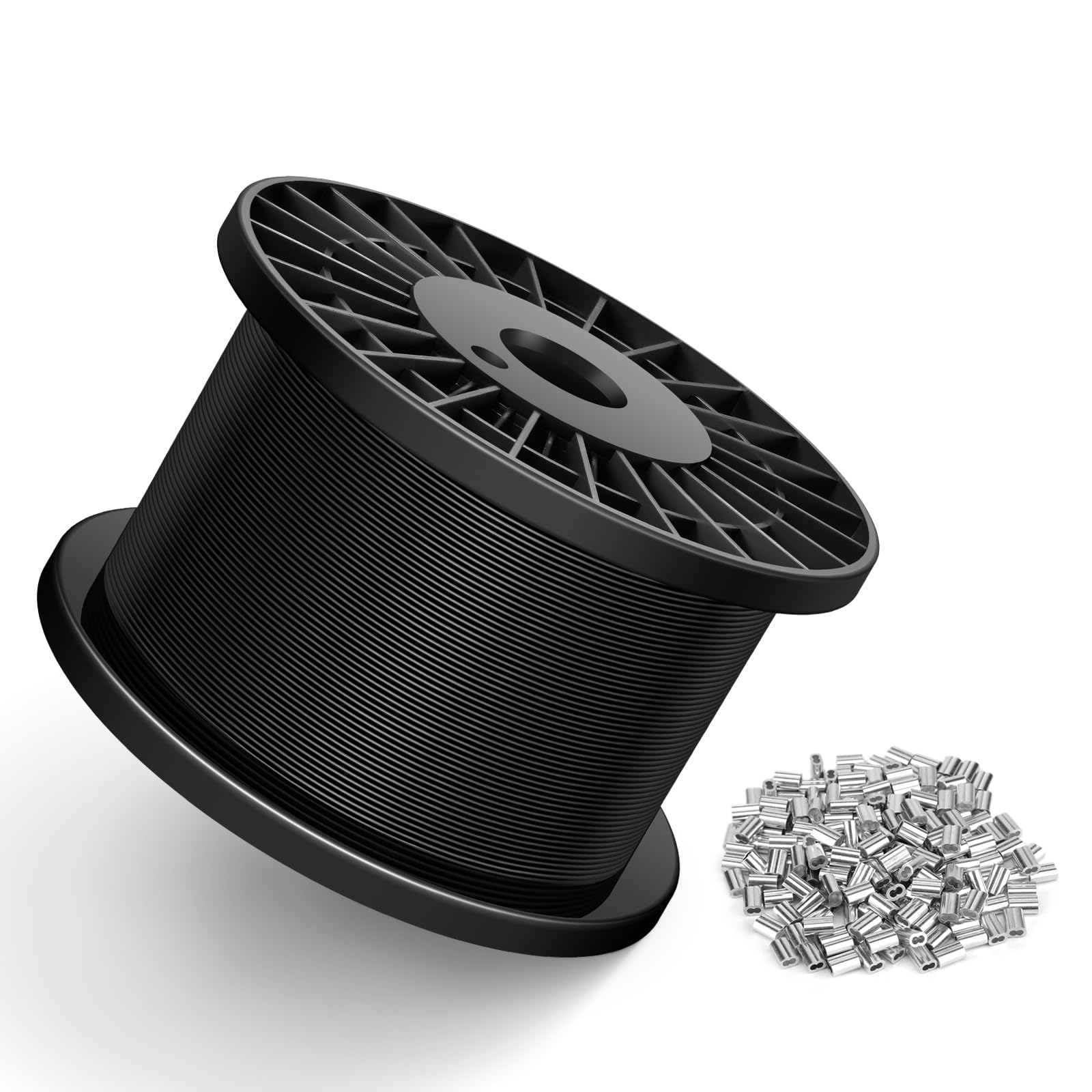 Black Vinyl Wire Rope - 328FT Stainless Steel -10