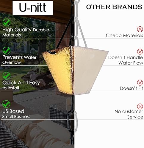 Miniatura 5 de U-nitt Cadena de lluvia colección de agua para canalones, atrapador de agua de lluvia y desviador, cadenas de 8.5 pies para jardín exterior, copas