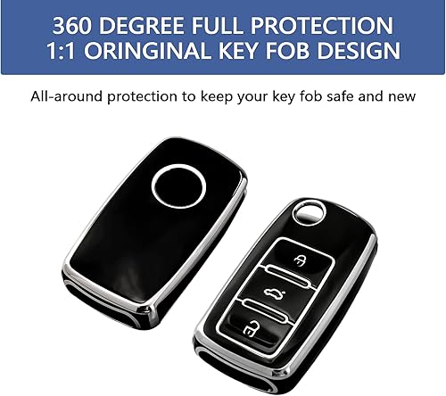 Miniatura 9 de OFFCURVE Funda para llavero de coche compatible con VW C, Llavero oro rosa