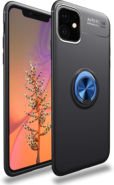 SORAKA Case for iPhone 11 with 360 degree rotation Ring Stand Soft Slim Fit Silicone Case Shockproof Anti-fingerprint Case with Metal Plate for Magnetic Car Phone Holder