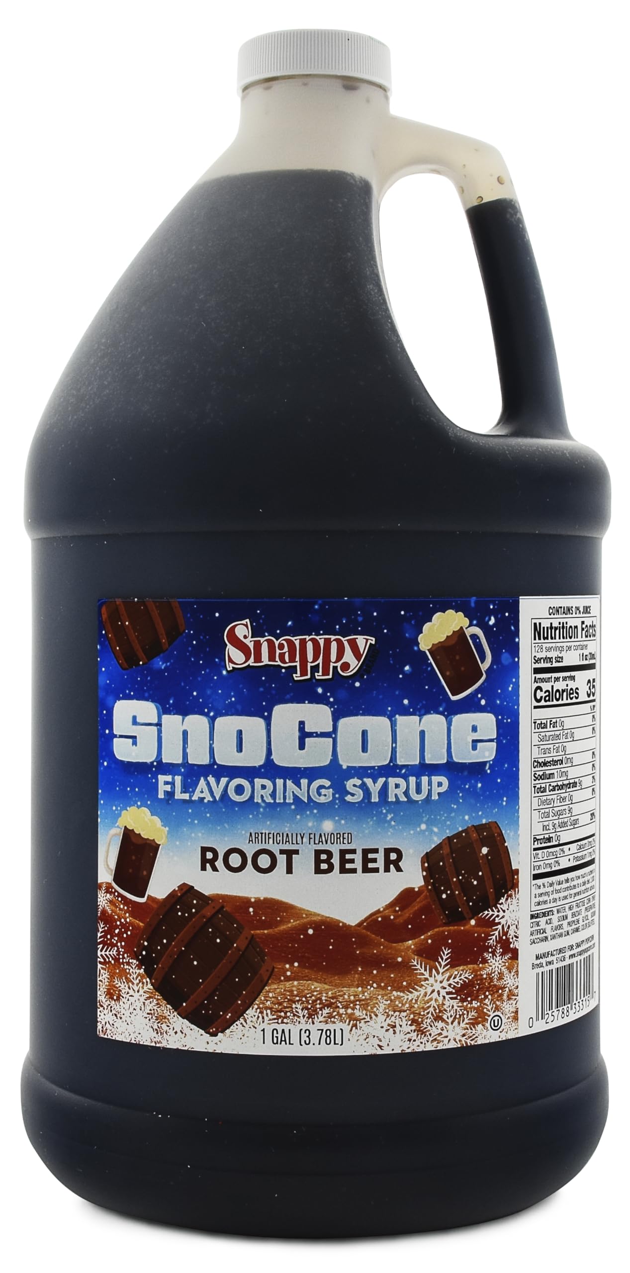 Snappy Popcorn Root Beer Sno Cone Syrup, 1 Gallon, 11 Pound