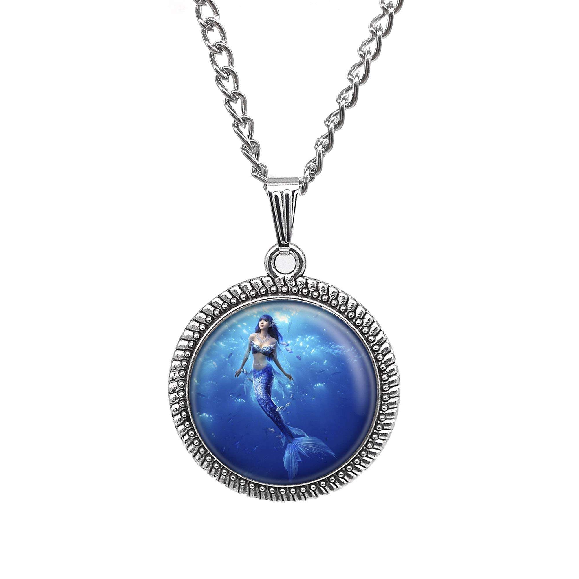 Lan Jin ArtMermaid Necklace Monster Jewelry Sea Creatures Mermaid Pendant Beach Wedding Charm Gifts
