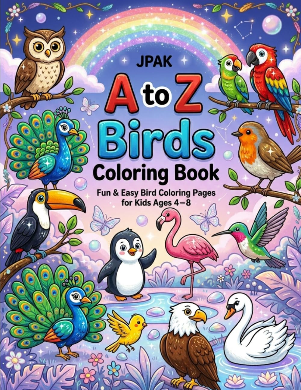 A to Z Birds Coloring Book for Kids ages 3-6: Fun & Easy Bird Coloring Pages