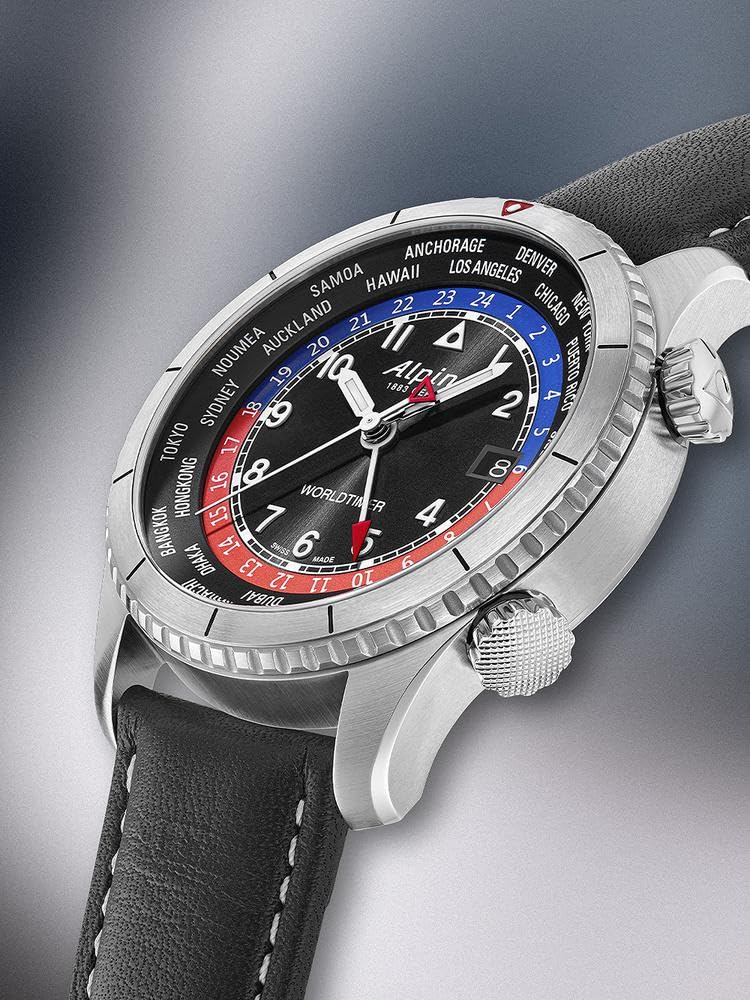 Alpina Analoge Herrenuhr Quarz mit Edelstahlarmband Mid-39670, Schwarz