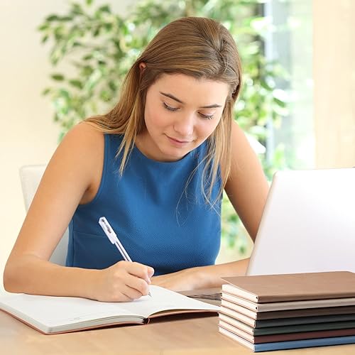 Miniatura 4 de PerKoop 24 diarios de piel sintética A5, cubierta de piel sintética suave, a rayas, cuaderno de escritura rayado para oficina, escuela, negocios,