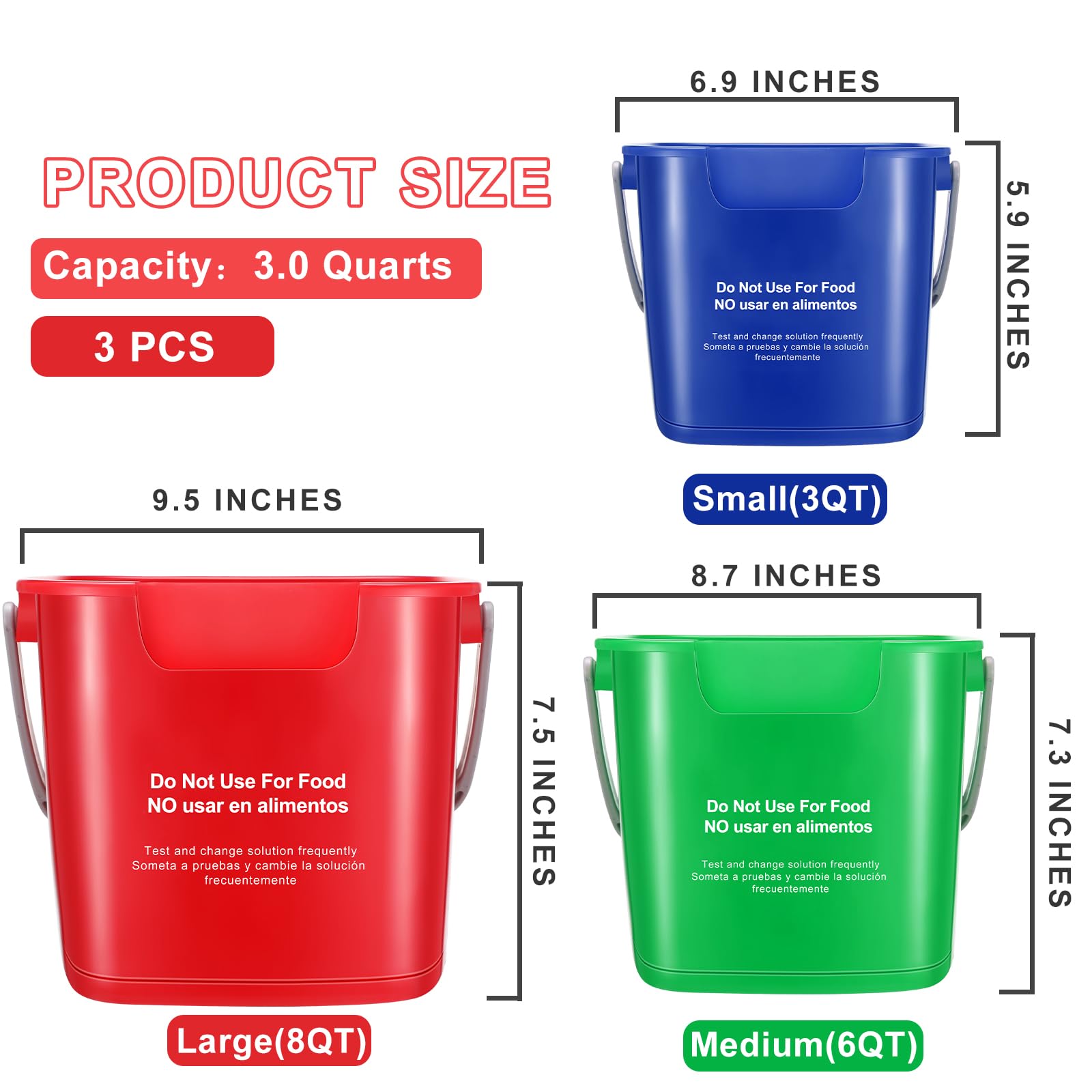 Amazon.com: LemonRoad 3 Pcs Cleaning Bucket Small Sanitizing