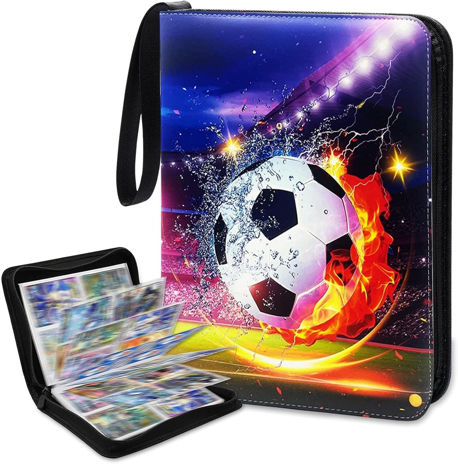 Raccoglitore Carte Calcio,Album Carte 900 Grande,Portatili Tasche Doppio Trasparenza PU Resistente all‘Acqua per Carte MTG/TCG/CALCIO-BASEBALL/Carte da Scambio