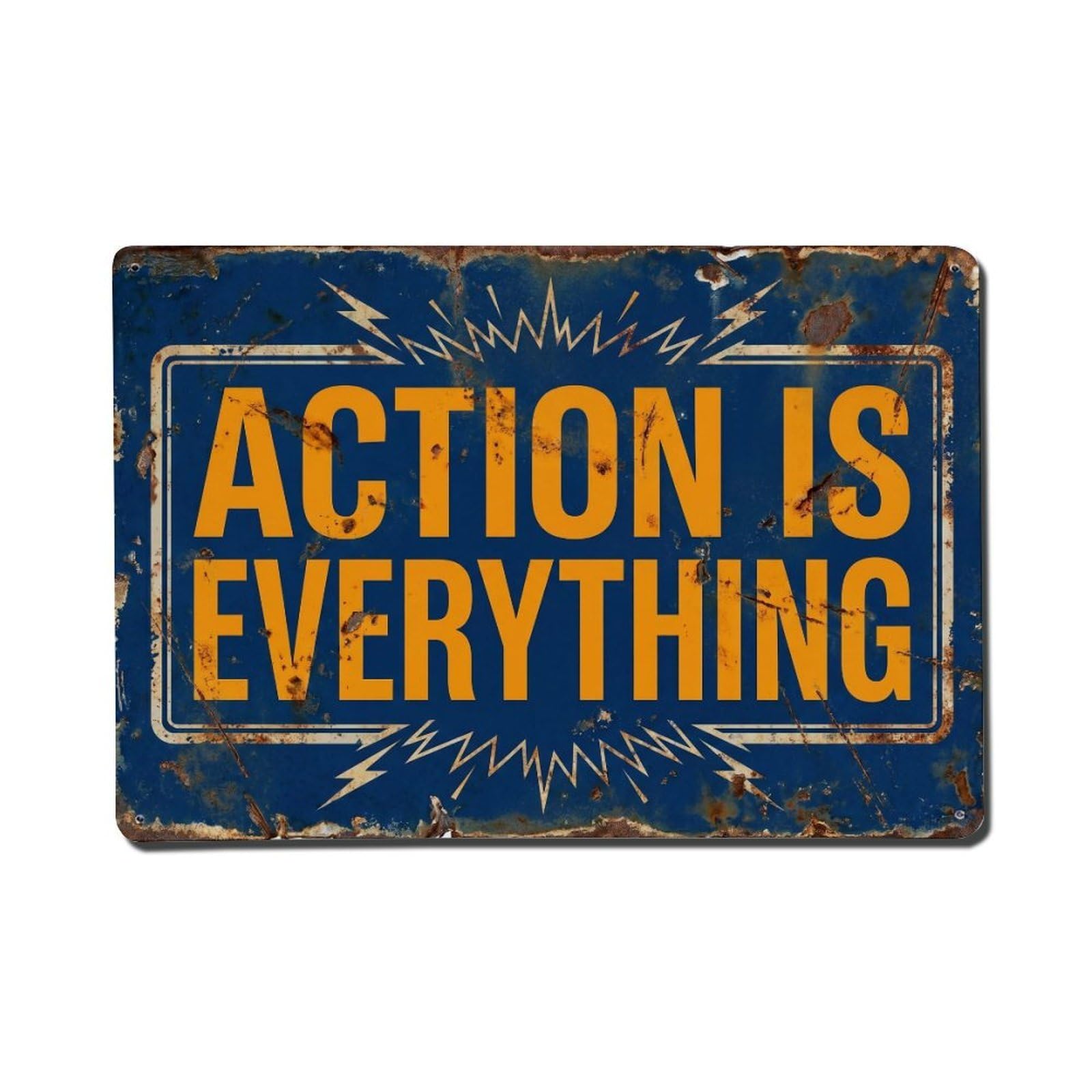 Cmhok Vintage Style Action Is Everything Motivation Retro Motivational Slogans Metal Tin Sign Wall Decor For Cafe, Club, Garden Metal Poster 8X12inch