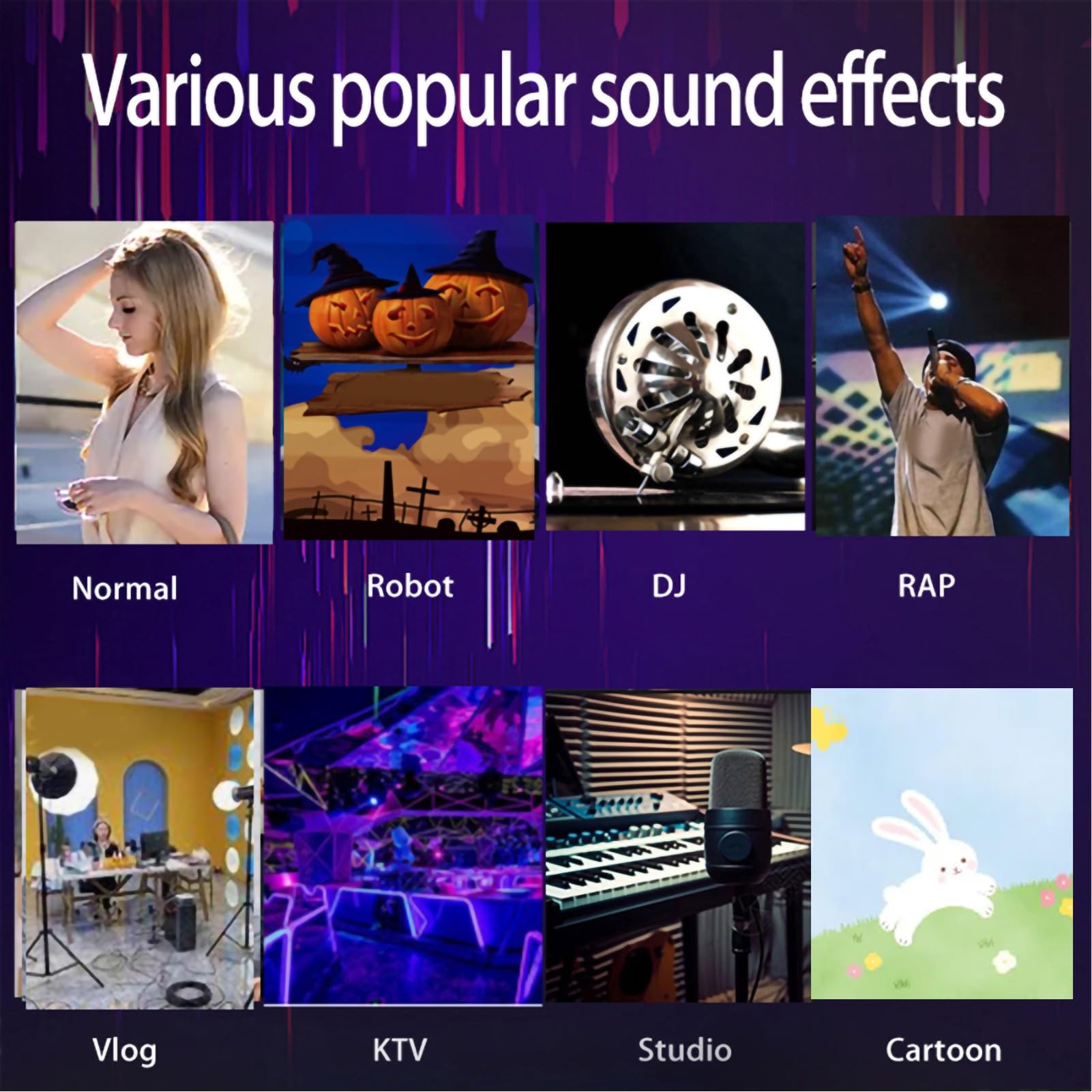 Garsent Voice Changer, Spiele Voice Changer, Audio -Mixer mit 16 Soundmodi, Sprachkupplung, 10 Levels Feinabstimmungs -Sound -Effekt -Konverter für Gaming Call Live -Streaming