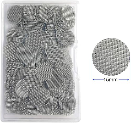 Miniatura 7 de Gebildet 210 filtros de tubería de acero inoxidable, tubo de pantallas de fumar de 0.748 in, filtro de gasa de malla plateada con caja de