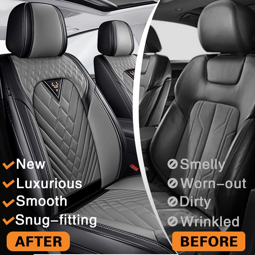 Copri Sedile Auto Universale Per Ford KA RU8 2008-2013 2014 2015 2016, Coprisedili Auto Impermeabile Traspirante，Pelle Nappa，Resistente All'usura(Black gray)