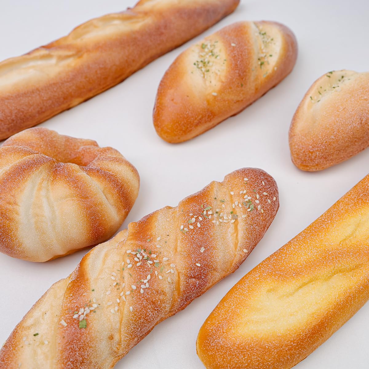 6 Stück Lebensecht Laib Lebensmittel Dekor Künstlich Donut Kokosnuss Sesam Brot Gefälschte Baguette Anzeige Realistisch Nachspeise Ornament Innen