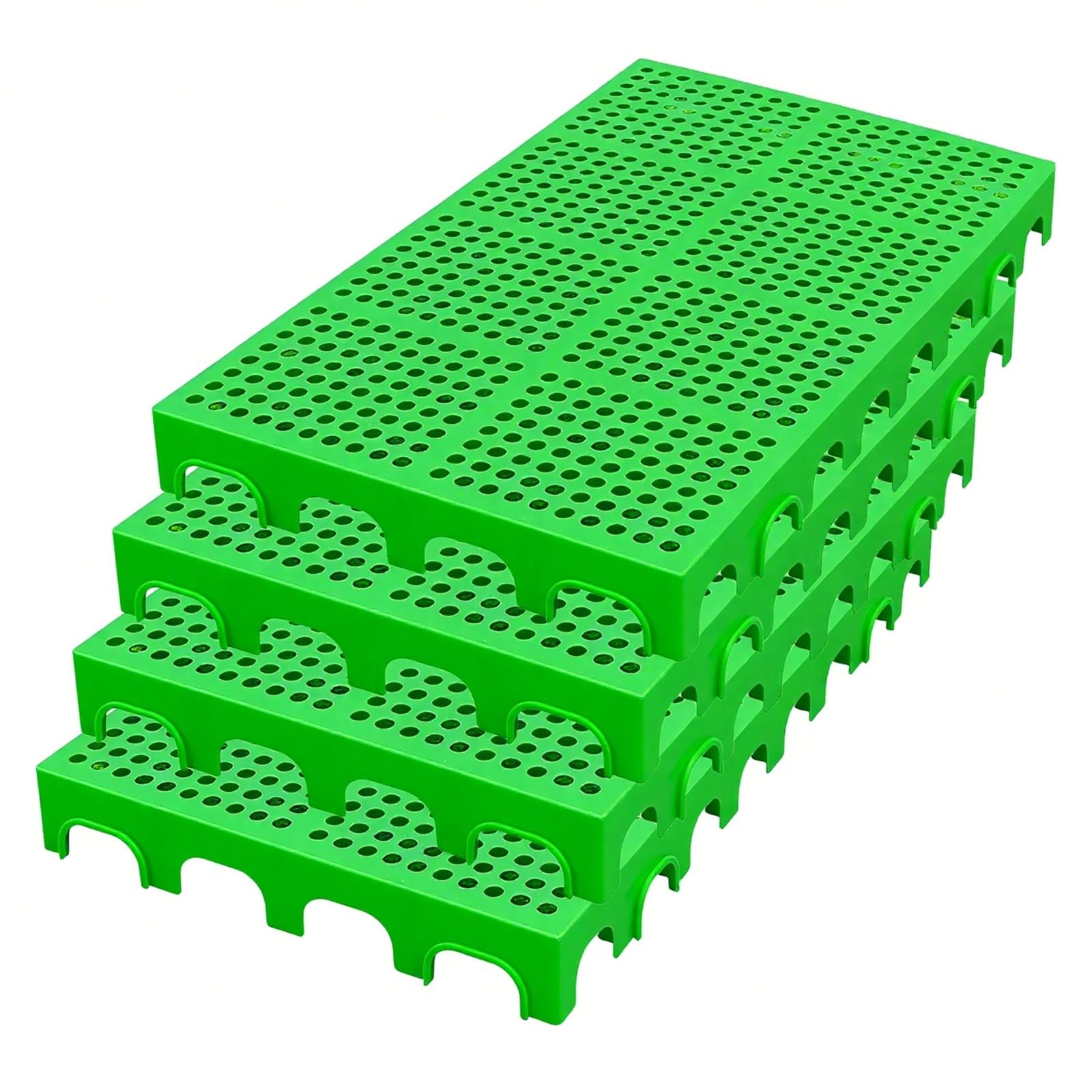 Palety Plastikowe, Lekka, Wodoodporna Paleta Podłogowa, 4 Sztuki, Oddychające Kratki HDPE, Regały na Artykuły, 100x50x5cm, do Garażu, Supermarketu i Piwnicy(Green)