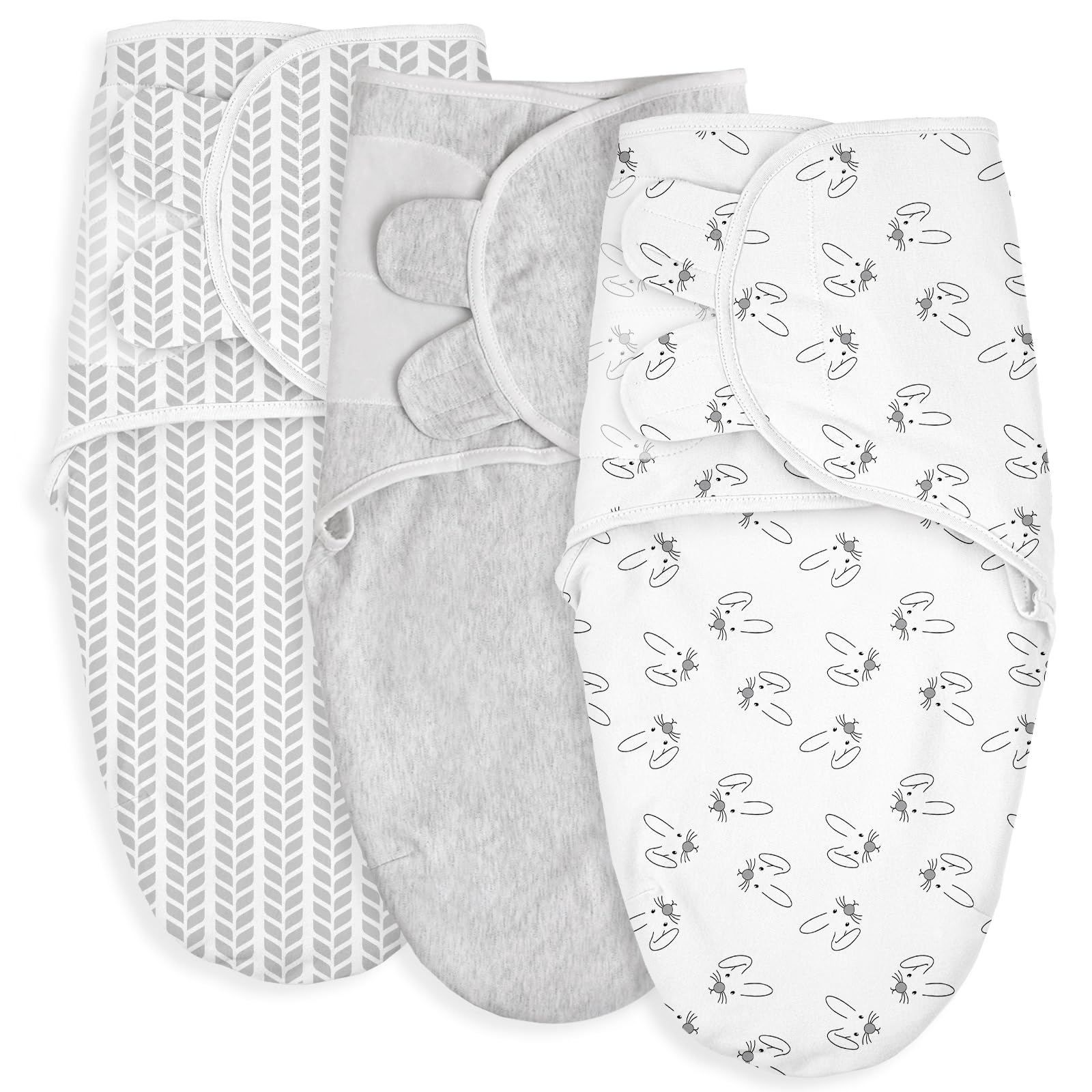 GLLQUEN BABY Baby Swaddle Wraps for 0-3 Months Newborn,Oeko-tex100,100% Breathable Organic Cotton Fabric Swadding Blankets,3 Pack(Bunny Land)