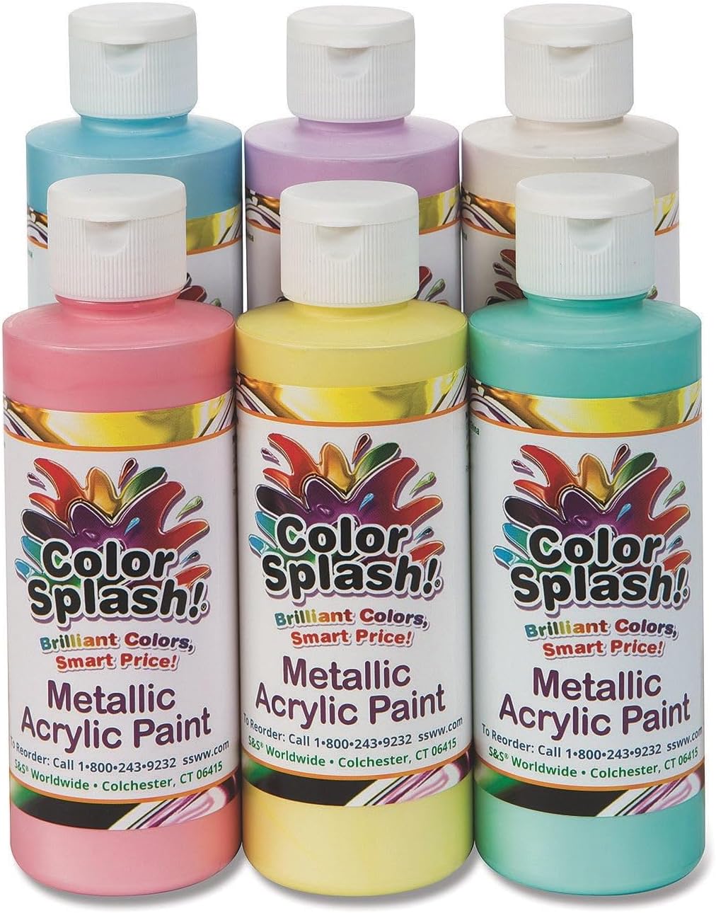 Pastel Metallic Acrylic Paint Assortment, 8 oz. (Set of 6)