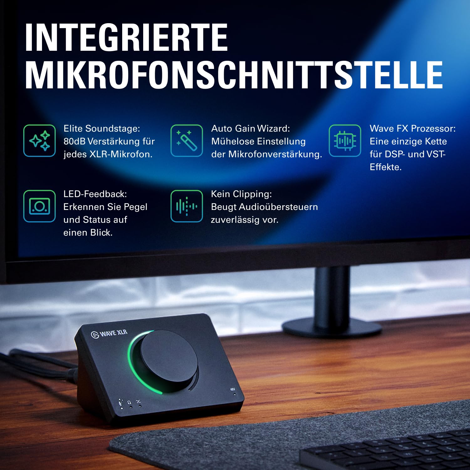 Elgato Wave XLR MK.2 - USB-Audio-Interface und DSP-Mixer für XLR-Mikrofone, 80dB Gain, Onboard-Effekte, LED-Feedback, Touch Mute, funktioniert mit Stream Deck, PC & Mac