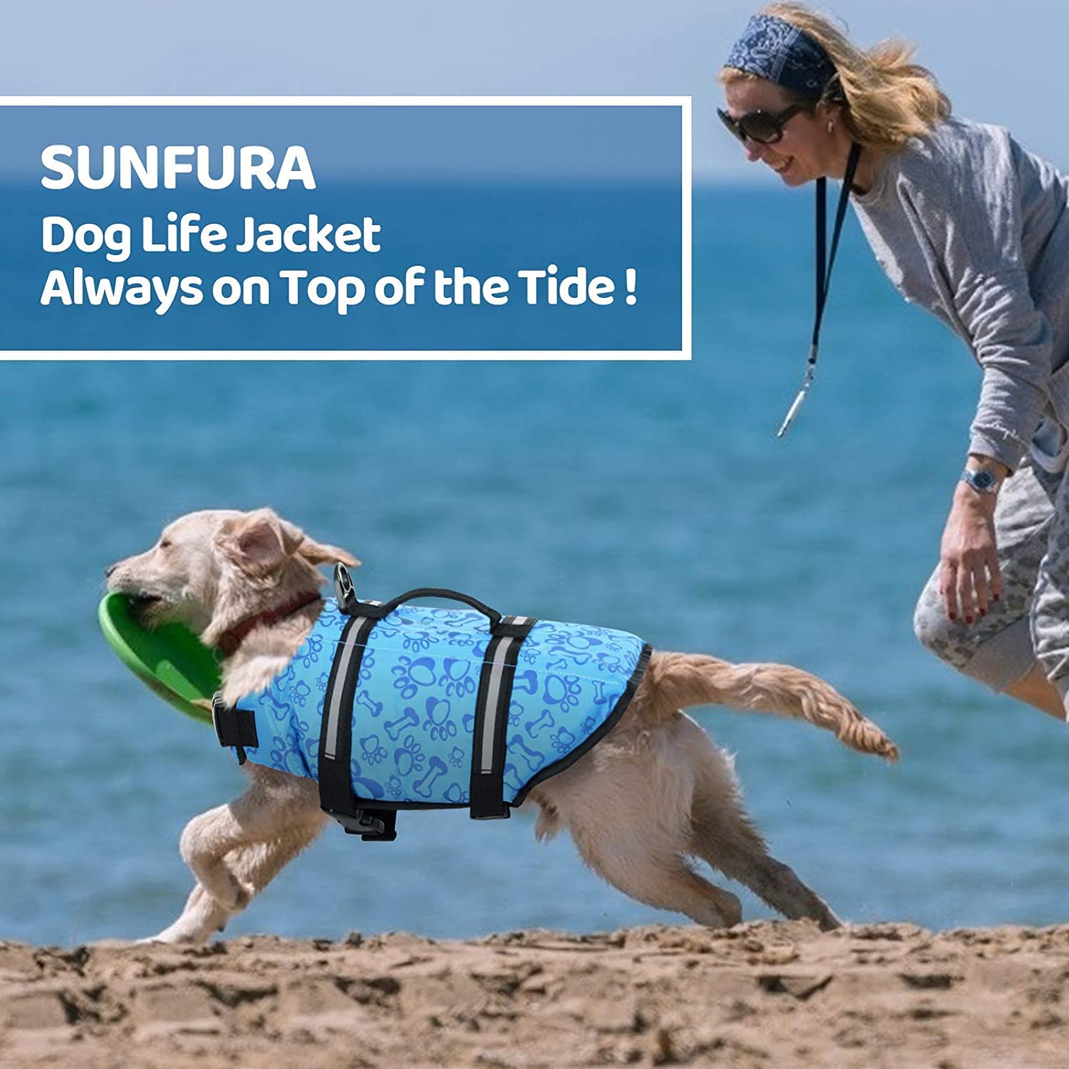 Gilet De Sauvetage Ripstop pour Chien, Gilet De Flottaison pour Chien pour La Natation, Gilet De Sauvetage pour Chien De Plage avec Flottabilité Élevée Et Poignée De Sauvetage,P,XXL